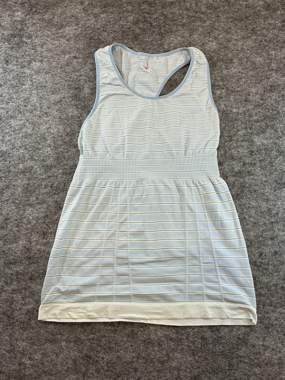 Lululemon Light Blue Silver Glitter Stripe Fitted Waist Tank Top QQQ